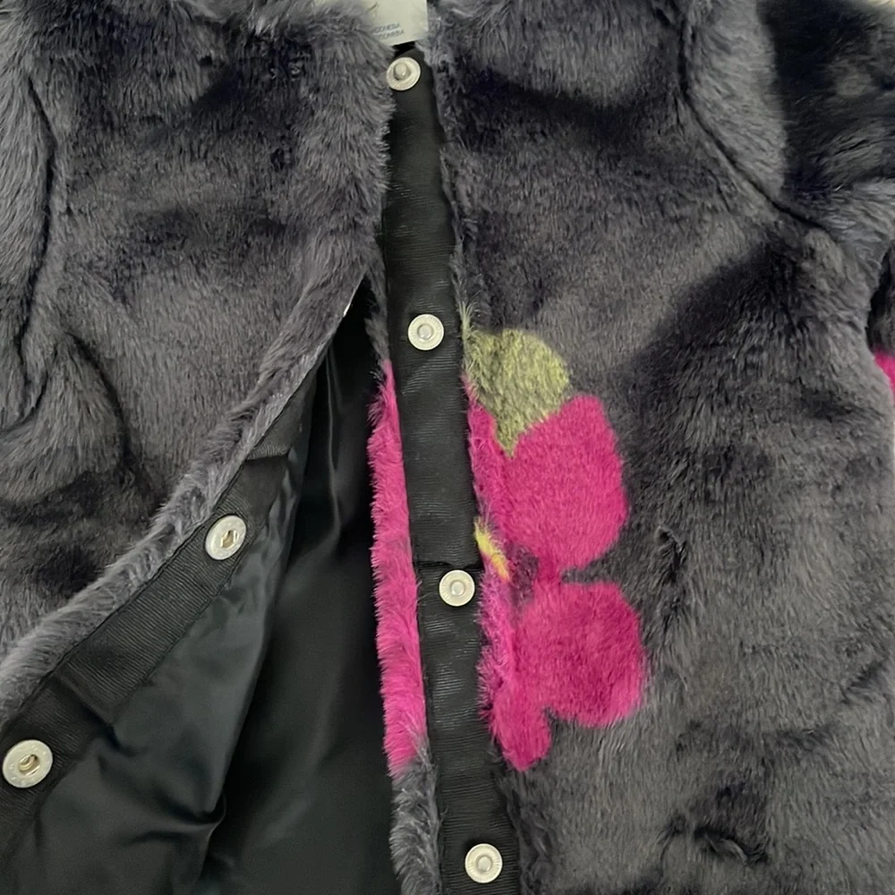 OSHKOSH Genuine Floral Faux Fur Girls Jacket Size 2T